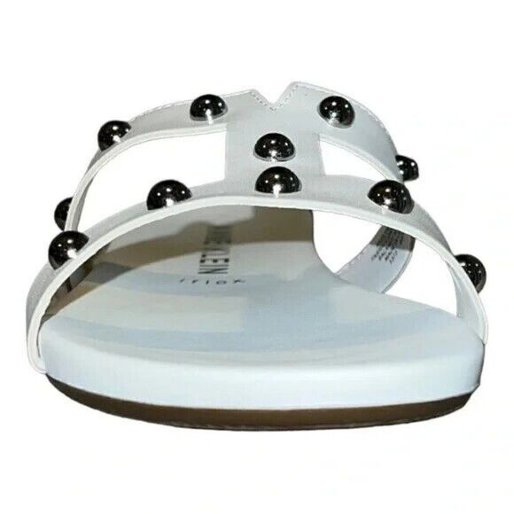 Anne Klein Womens Ely Sandals Iflex Faux Leather White Silver Studs 11M New - Picture 5 of 10